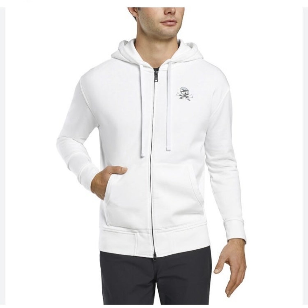 G/Fore Skull & Ts Full Zip Golf Hoodie WHITE $165 NWT